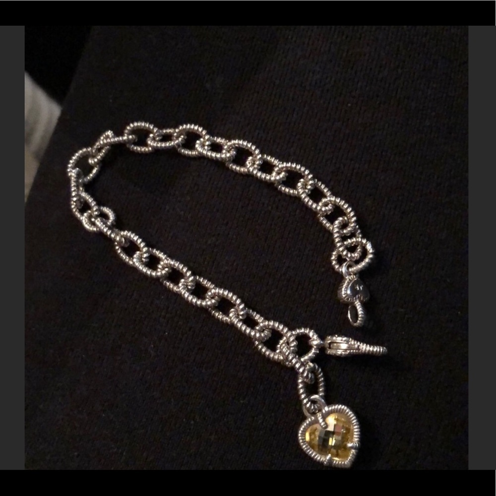 Judith Ripka silver bracelet with yellow crystal